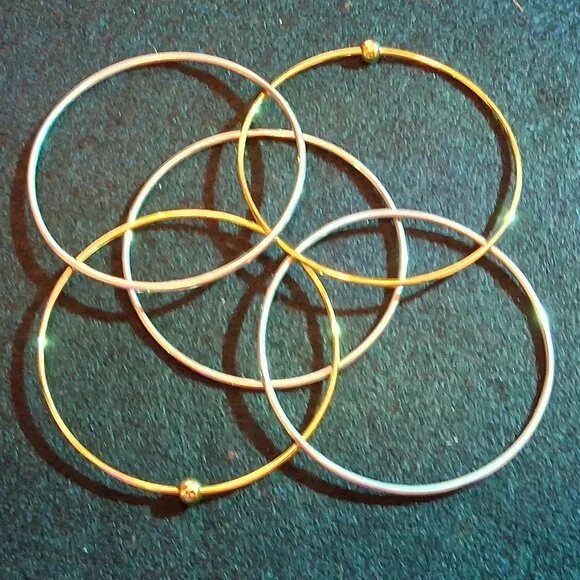 Bangle Bracelets, Monet -- Set of 3 -- 2 3/4" Diam -- Black, Green & Gold Tones - Picture 11 of 11